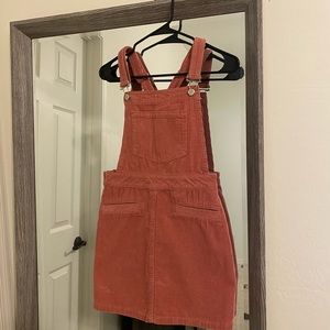 Corduroy mauve pink overall mini dress - never worn - NWT